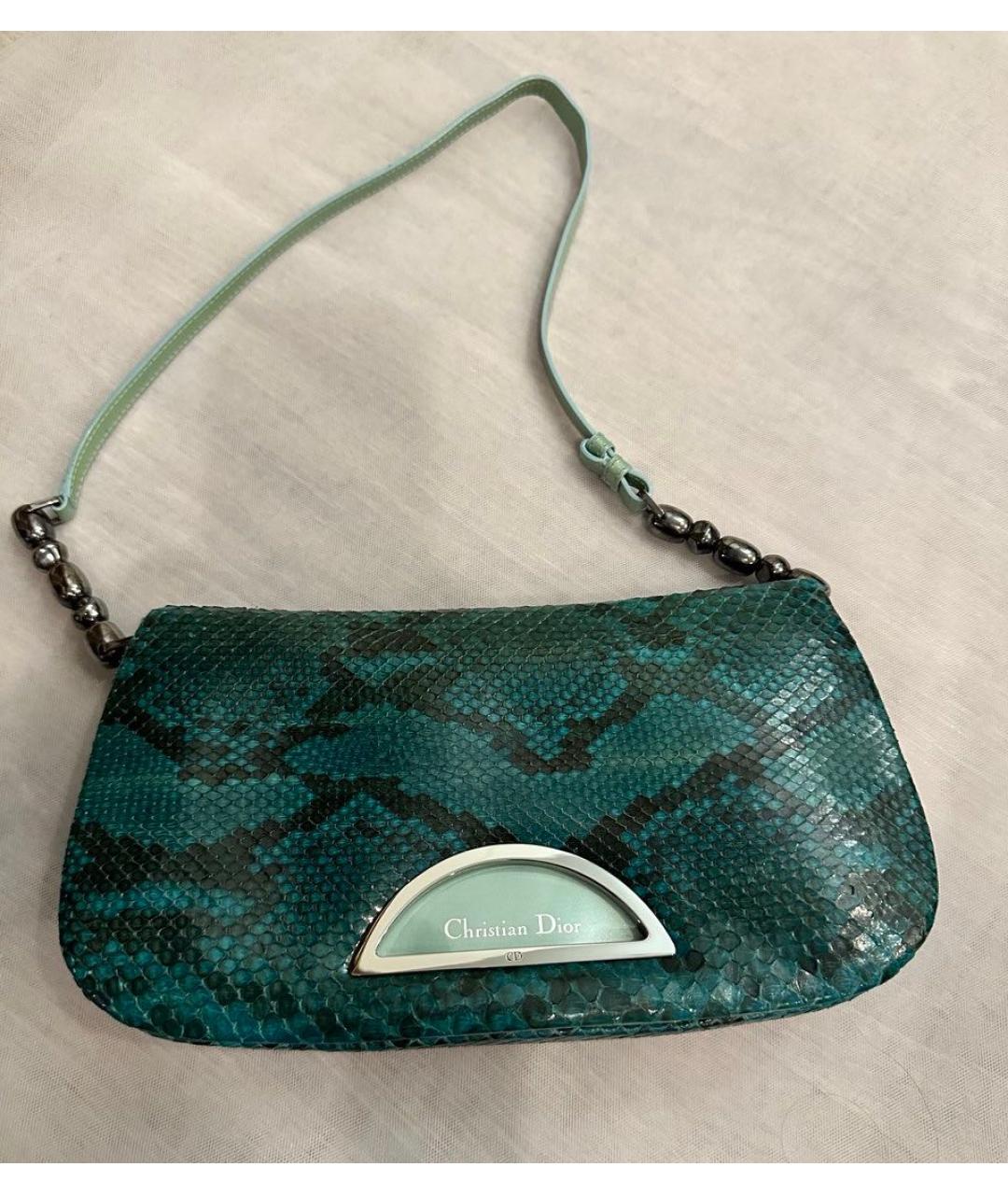 CHRISTIAN DIOR Зеленая сумка через плечо из экзотической кожи, фото 9