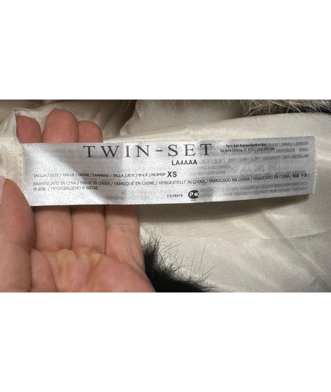 TWIN-SET Белая меховая шуба, фото 8