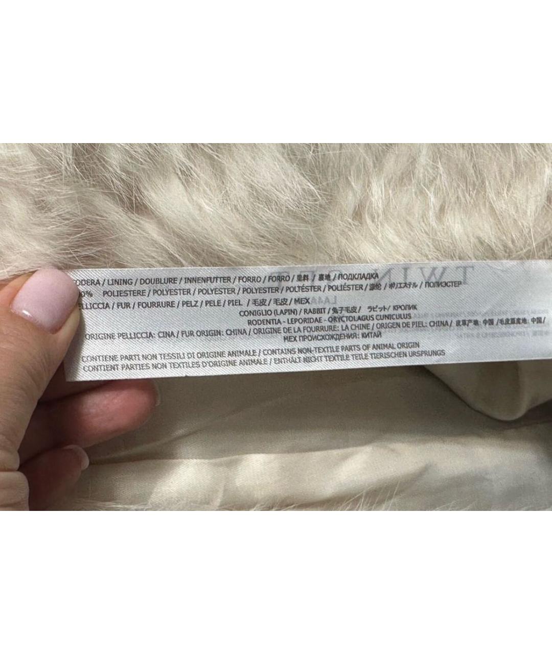 TWIN-SET Белая меховая шуба, фото 6