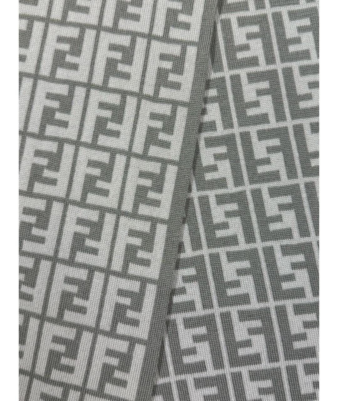 FENDI Серый шерстяной шарф, фото 2