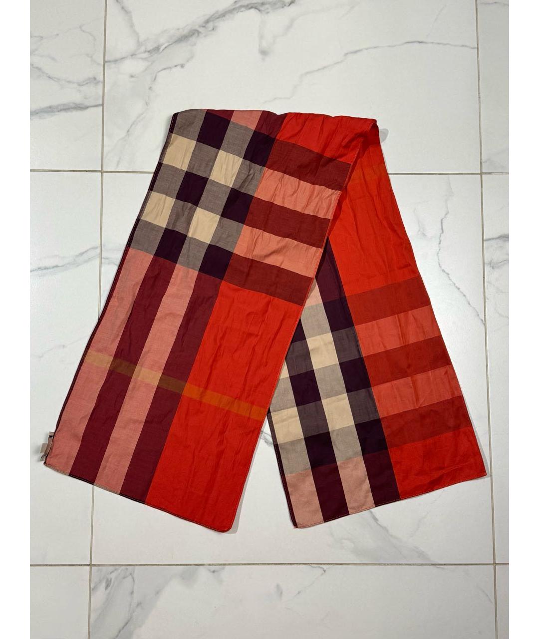 BURBERRY Красный хлопковый платок, фото 5