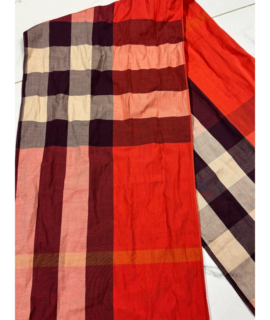 BURBERRY Красный хлопковый платок, фото 2