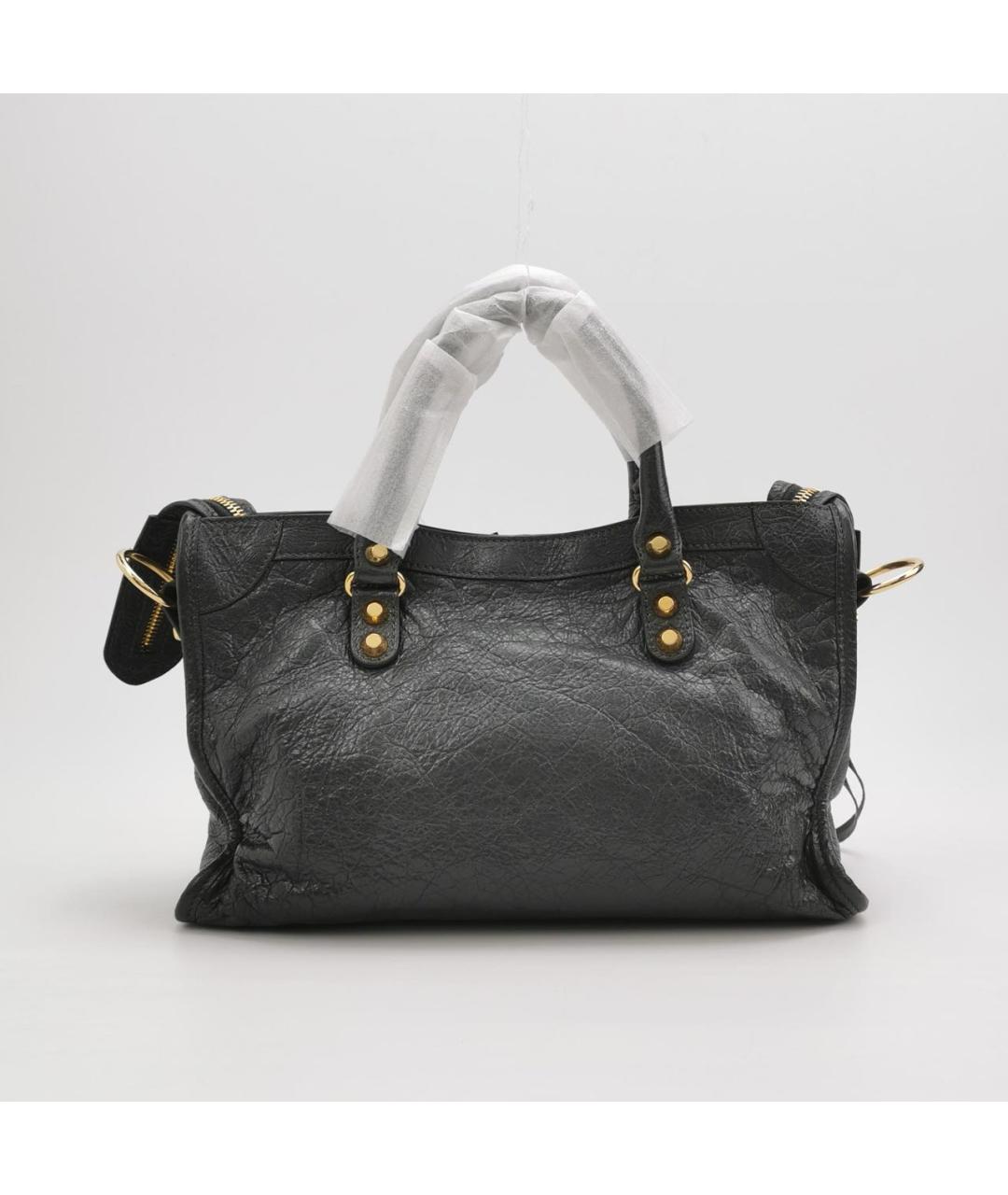 BALENCIAGA Черная кожаная сумка с короткими ручками, фото 4