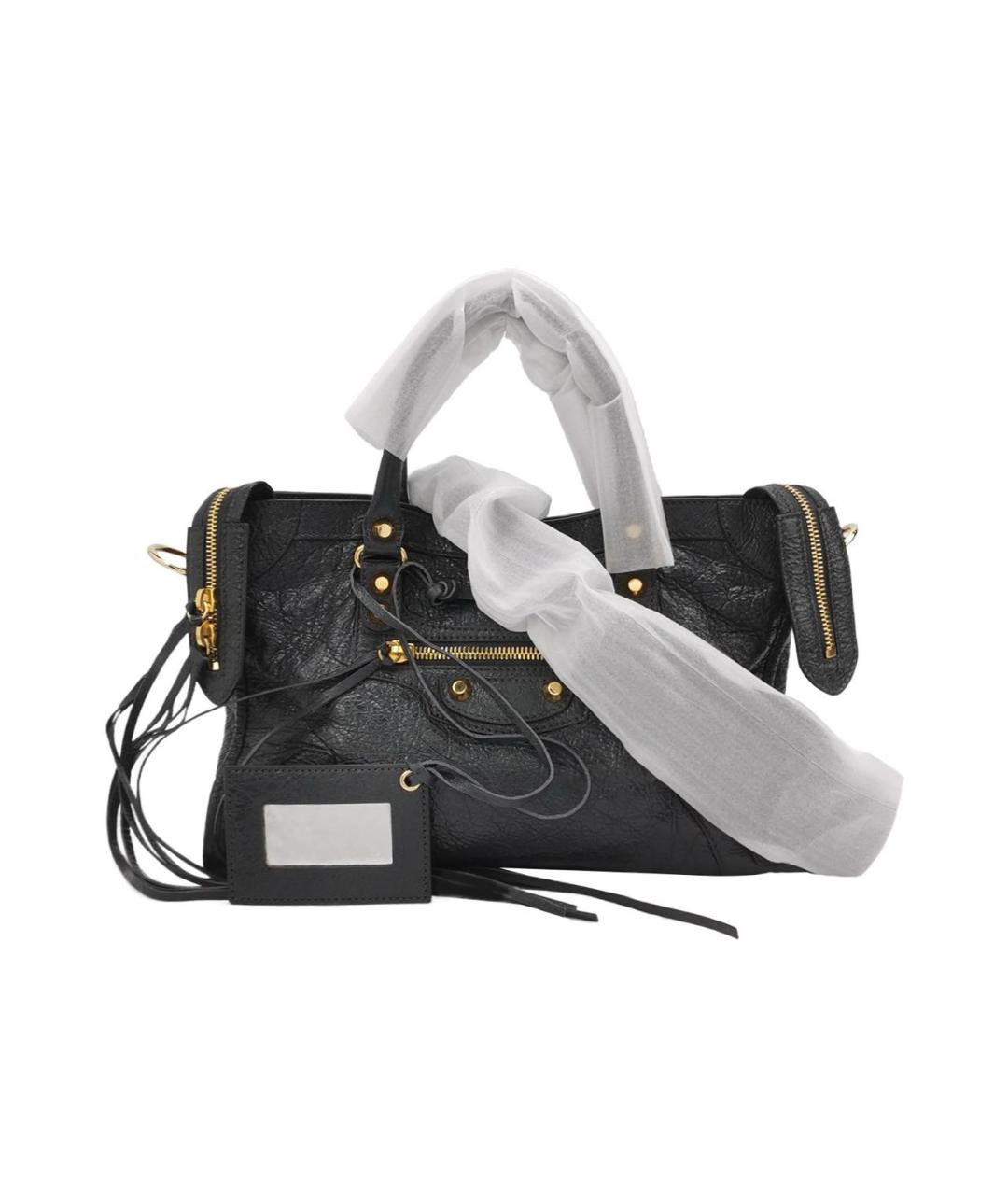 BALENCIAGA Черная кожаная сумка с короткими ручками, фото 1