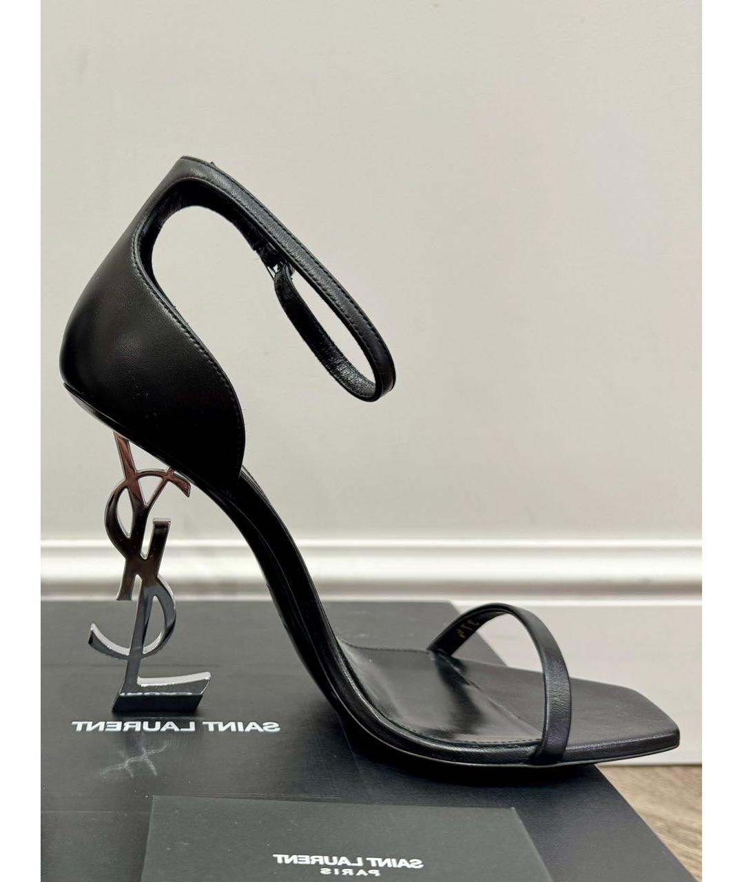 SAINT LAURENT Черные кожаные босоножки, фото 5