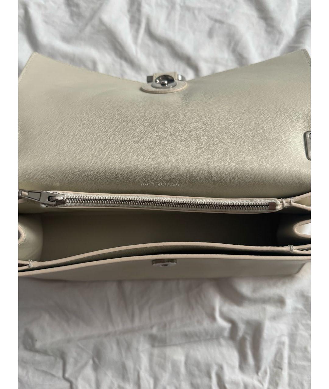 BALENCIAGA Бежевая кожаная сумка с короткими ручками, фото 4