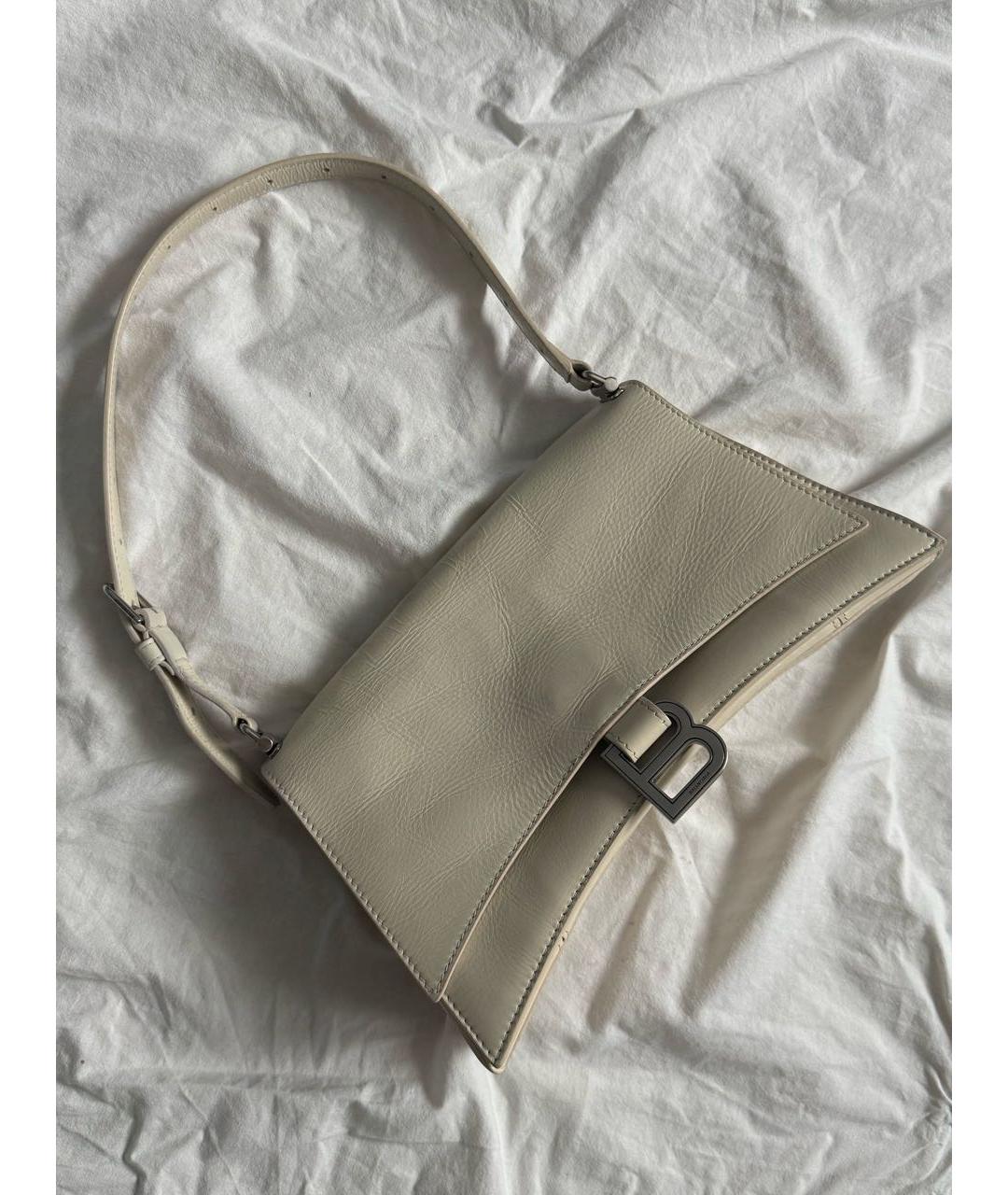 BALENCIAGA Бежевая кожаная сумка с короткими ручками, фото 2