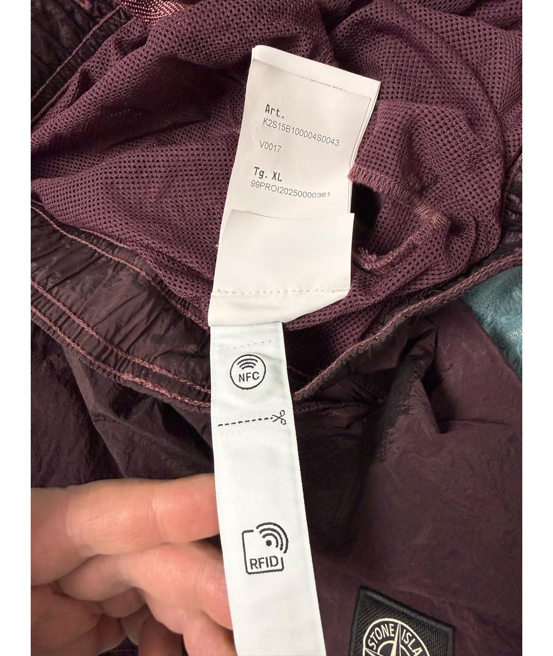 STONE ISLAND Бордовые полиамидовые шорты, фото 7