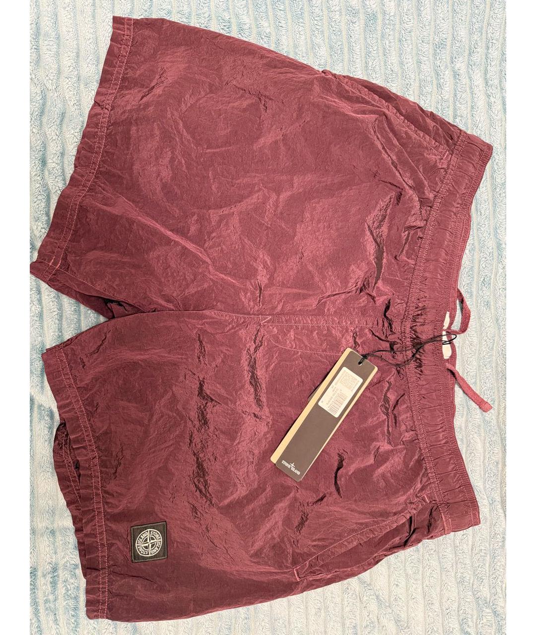 STONE ISLAND Бордовые полиамидовые шорты, фото 3