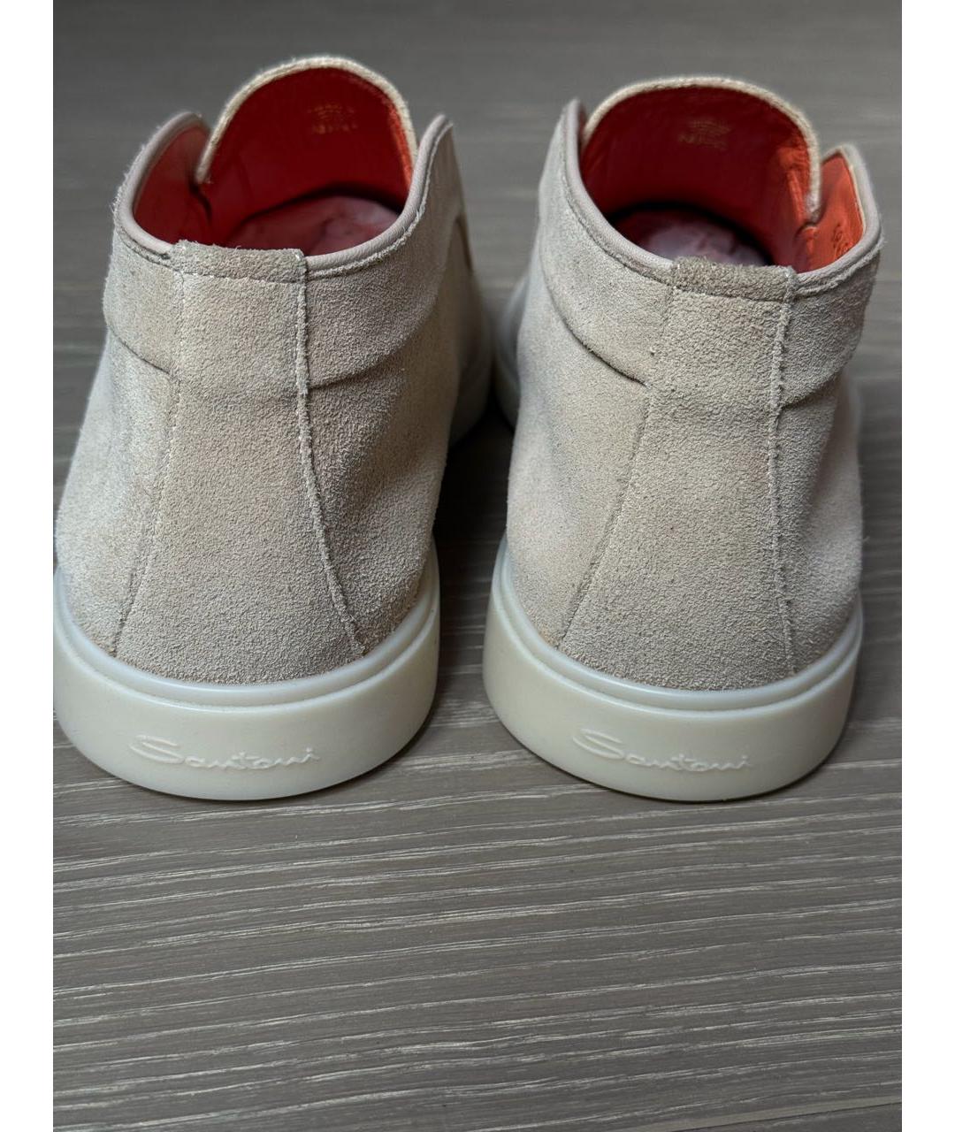 SANTONI Бежевые замшевые лоферы, фото 2