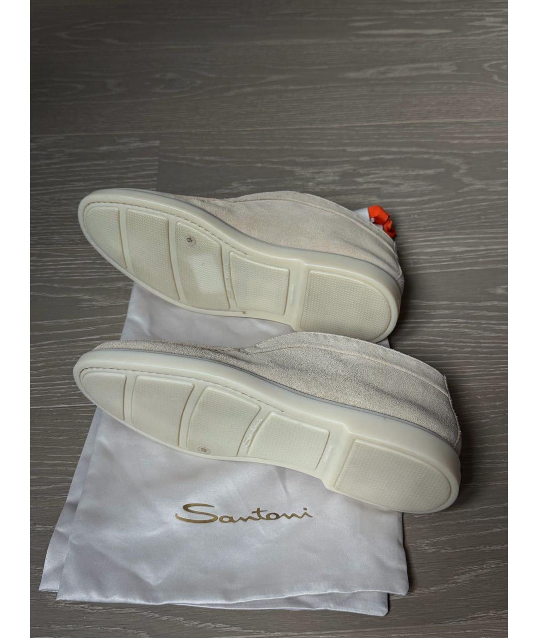 SANTONI Бежевые замшевые лоферы, фото 4