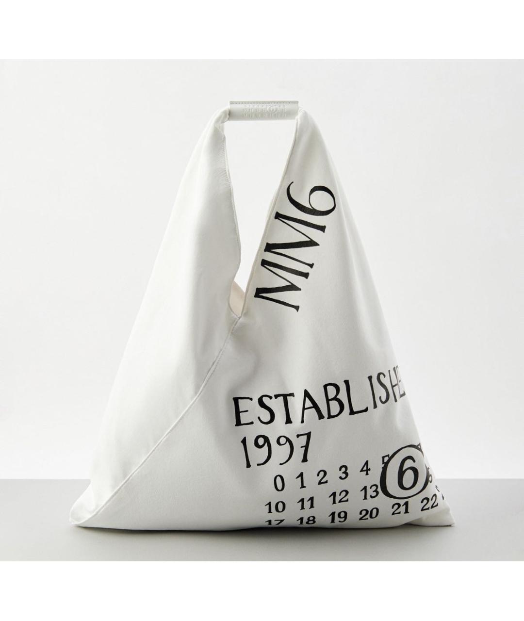 MM6 MAISON MARGIELA Белая тканевая сумка тоут, фото 7