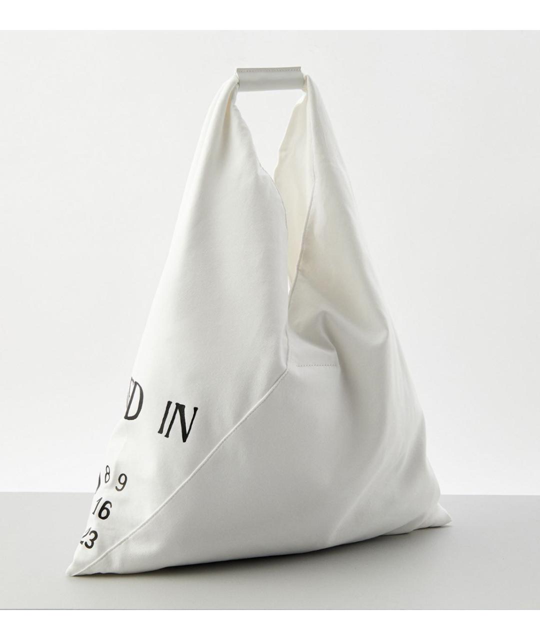 MM6 MAISON MARGIELA Белая тканевая сумка тоут, фото 2