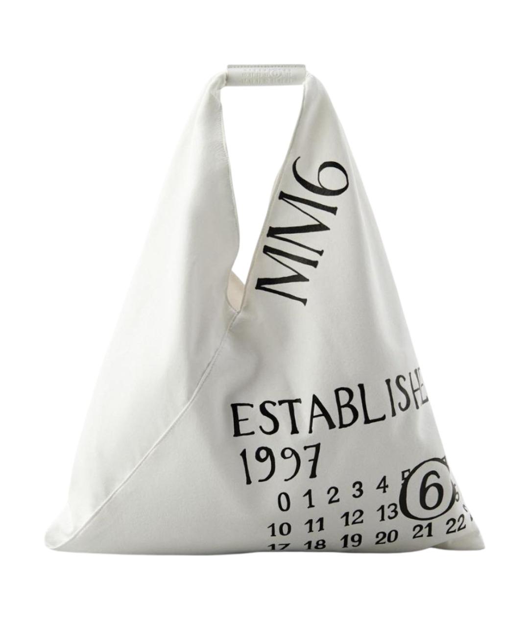 MM6 MAISON MARGIELA Белая тканевая сумка тоут, фото 1
