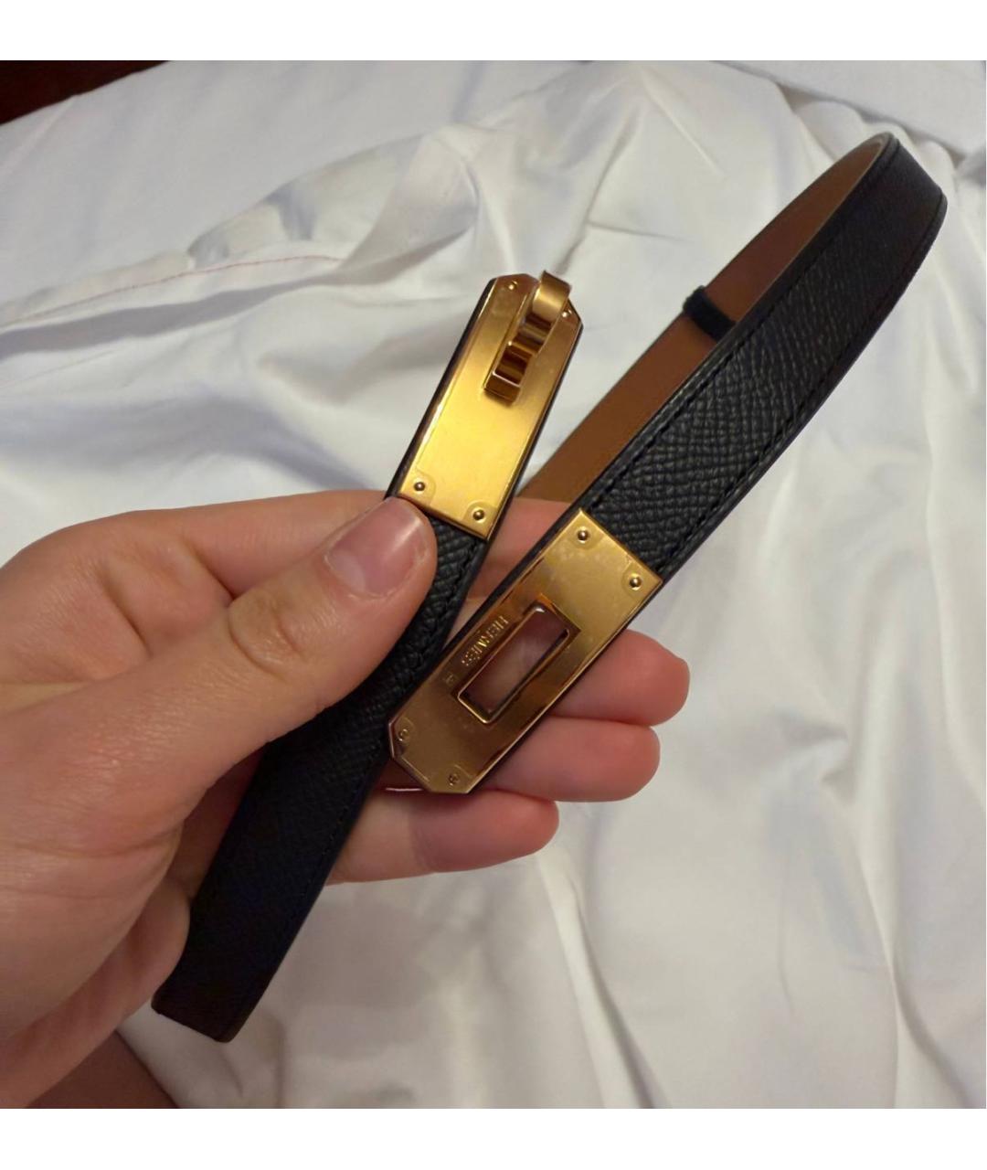 HERMES Черный кожаный ремень, фото 3