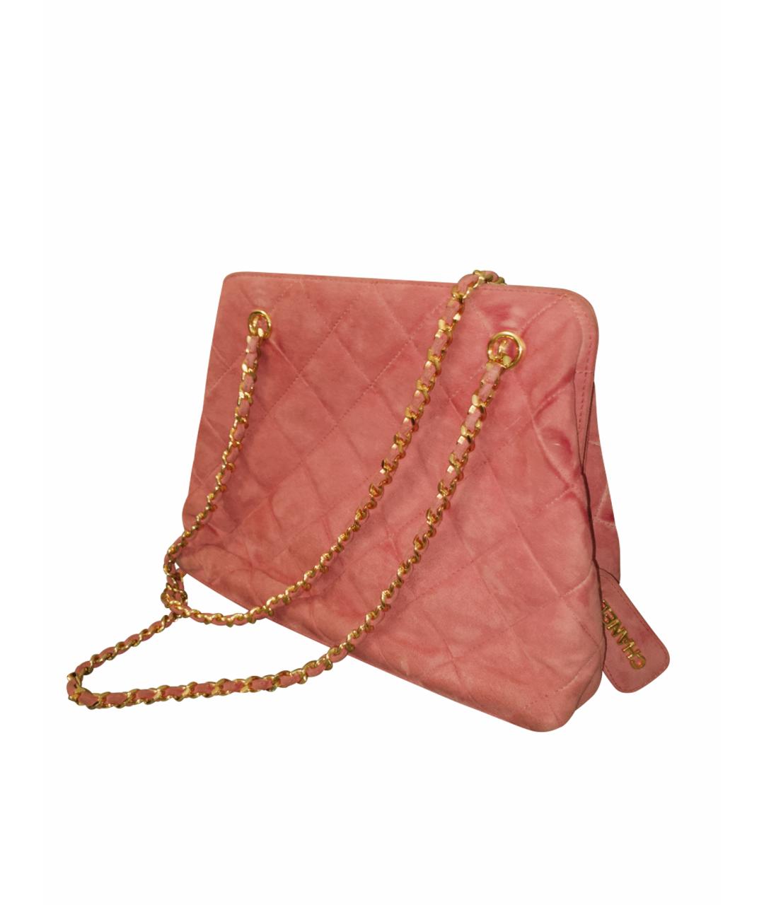 CHANEL Розовая бархатная сумка с короткими ручками, фото 1