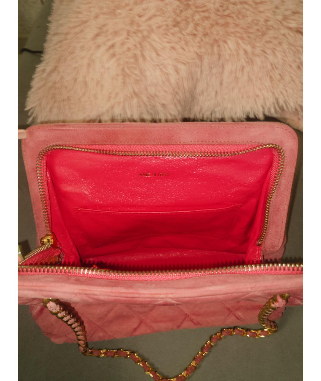 CHANEL Розовая бархатная сумка с короткими ручками, фото 3