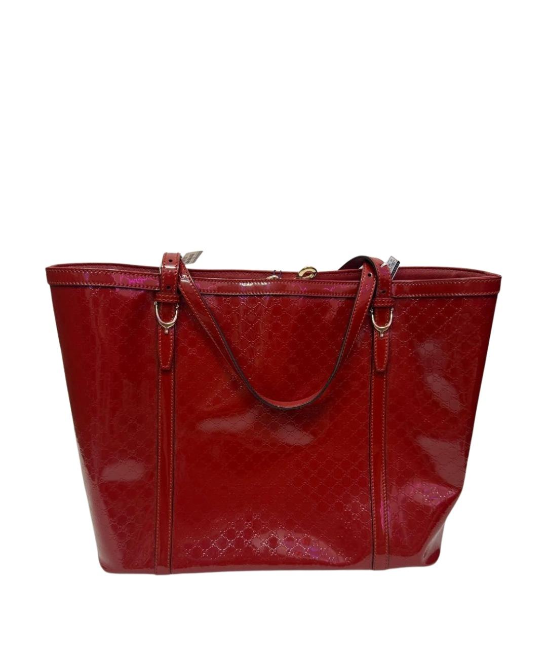 GUCCI Красная сумка тоут из лакированной кожи, фото 1