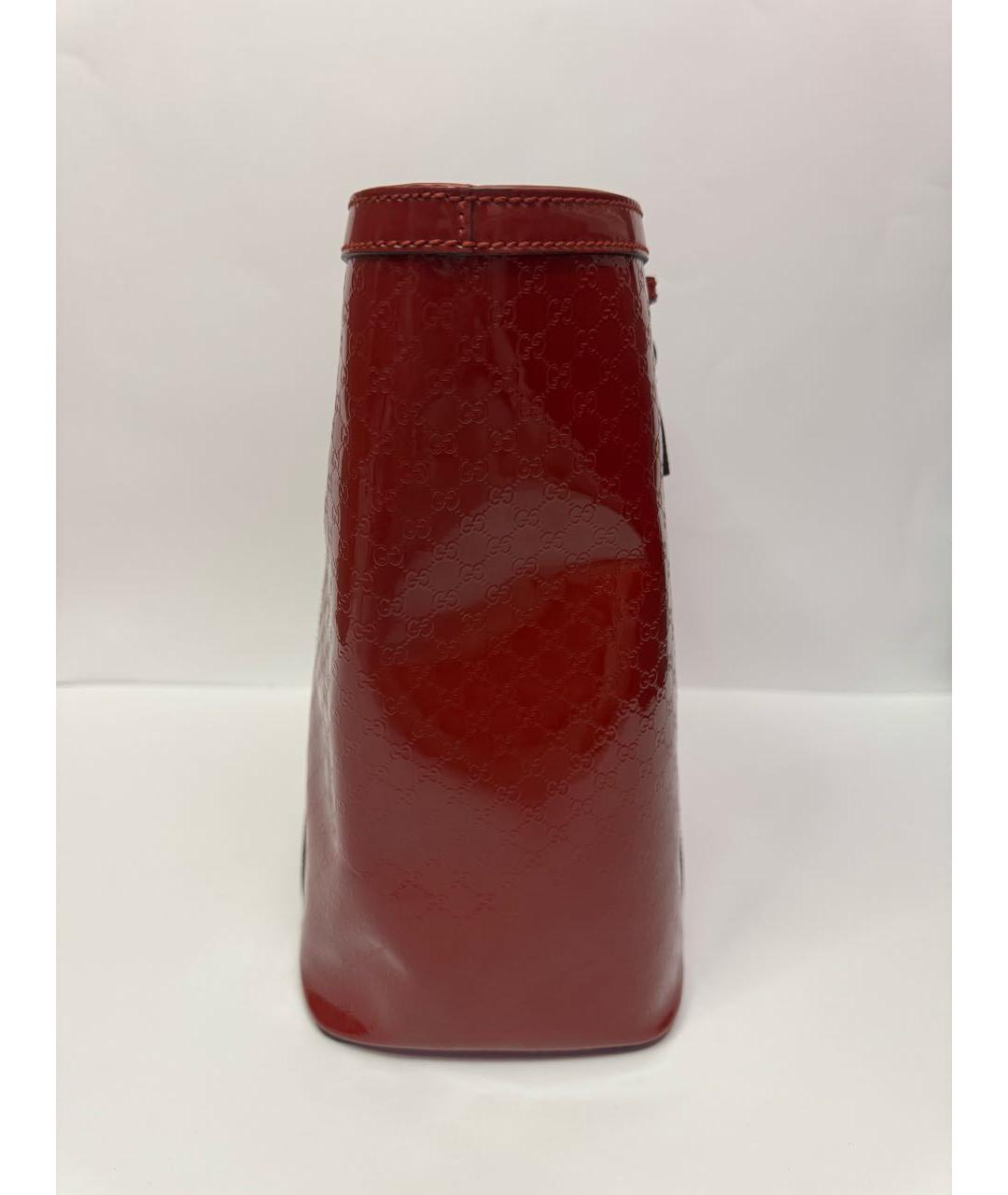 GUCCI Красная сумка тоут из лакированной кожи, фото 4