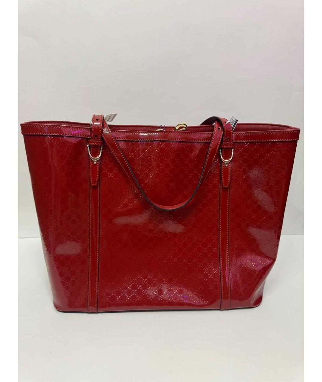 GUCCI Красная сумка тоут из лакированной кожи, фото 8