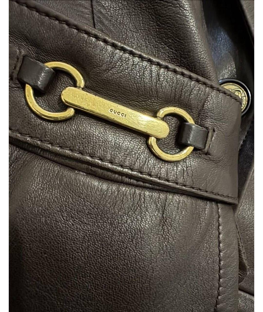GUCCI Коричневый кожаный пиджак, фото 3
