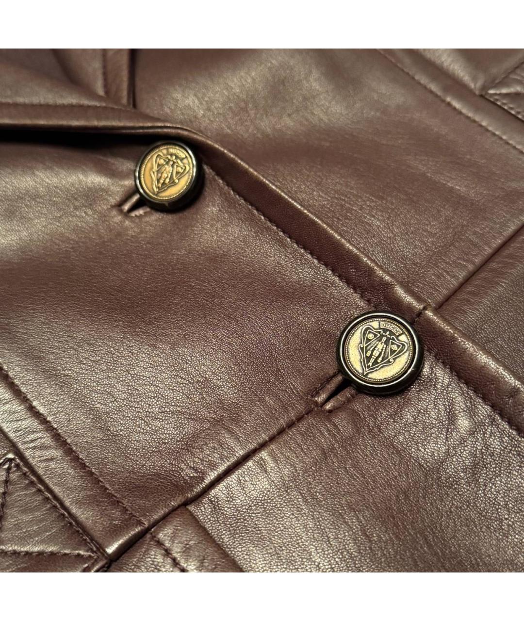 GUCCI Коричневый кожаный пиджак, фото 2