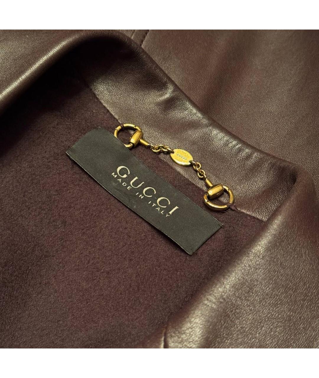 GUCCI Коричневый кожаный пиджак, фото 5