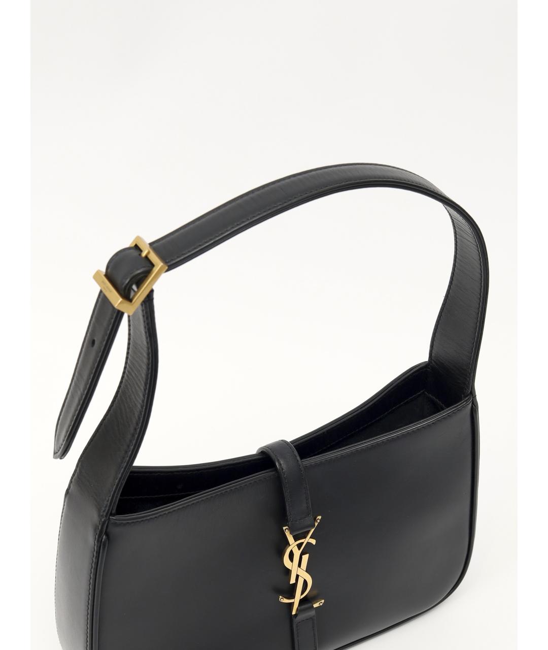 SAINT LAURENT Черная кожаная сумка с короткими ручками, фото 4