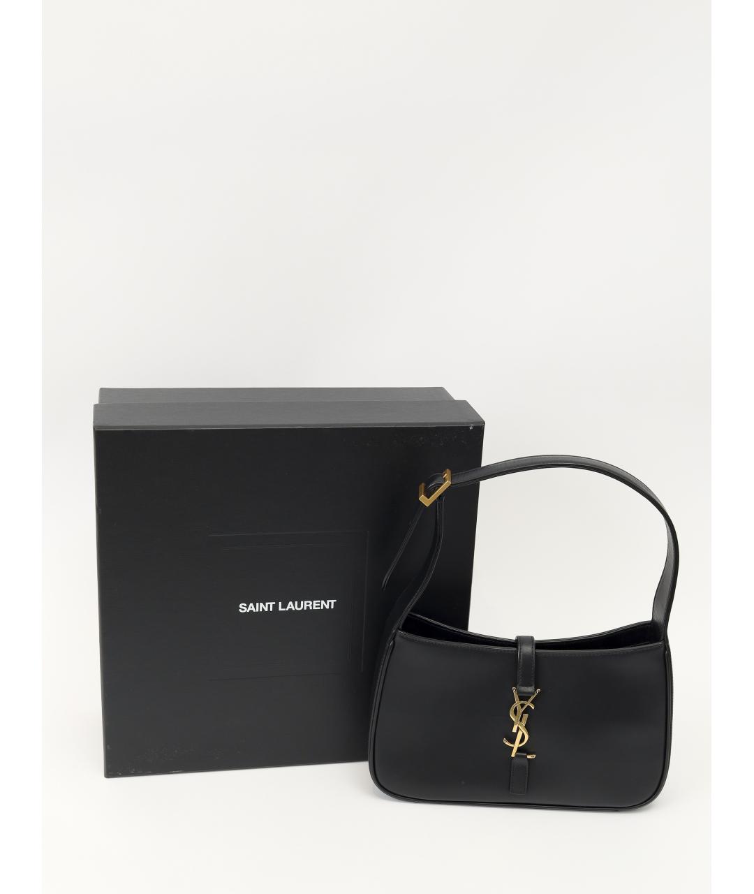 SAINT LAURENT Черная кожаная сумка с короткими ручками, фото 3