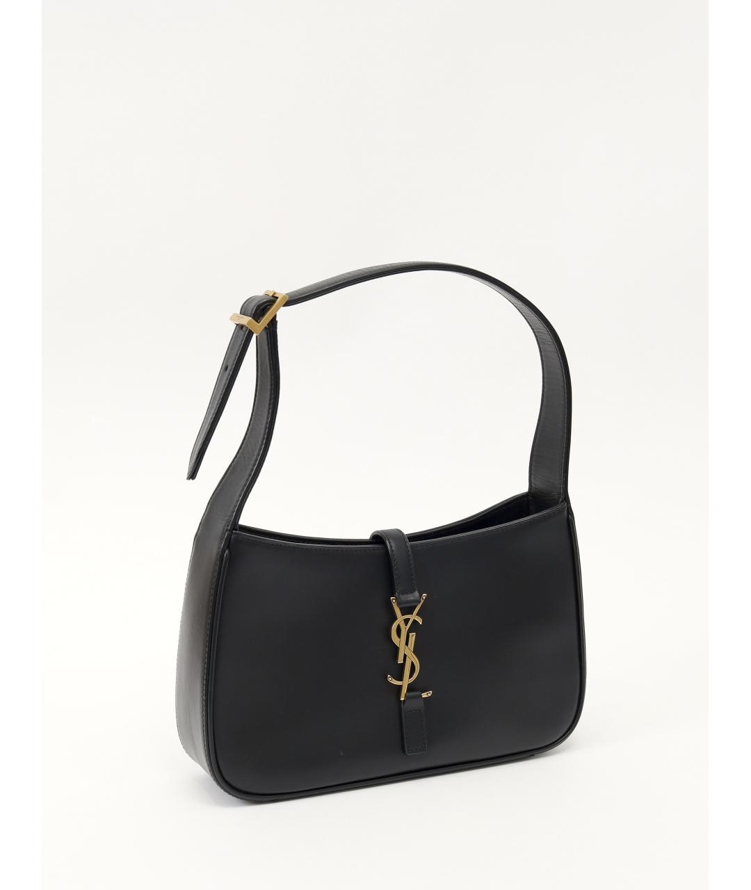 SAINT LAURENT Черная кожаная сумка с короткими ручками, фото 2