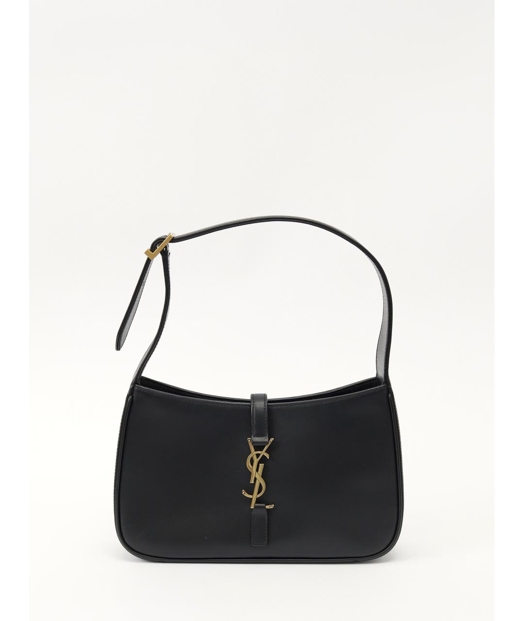 SAINT LAURENT Черная кожаная сумка с короткими ручками, фото 7