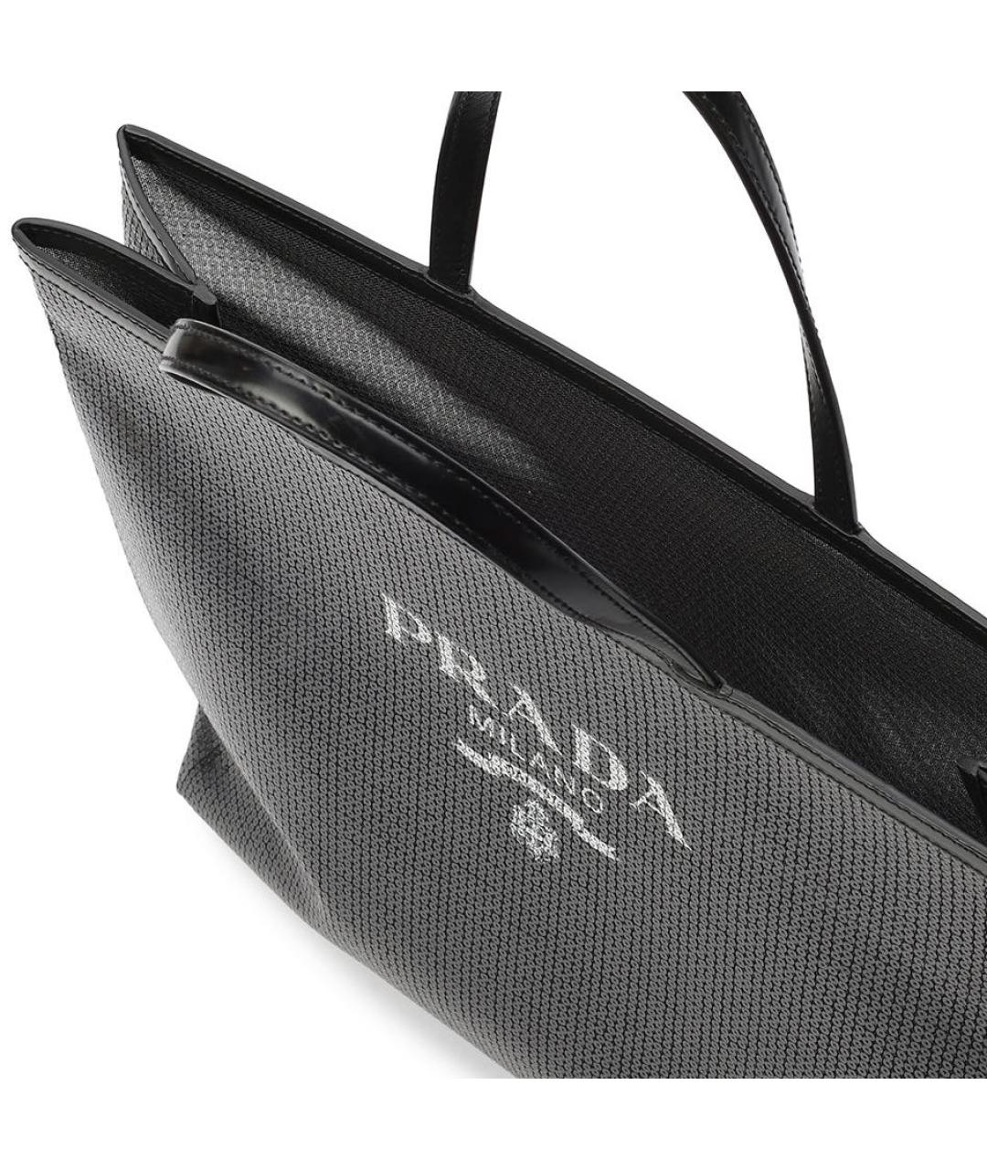 PRADA Черная пелетеная сумка тоут, фото 3