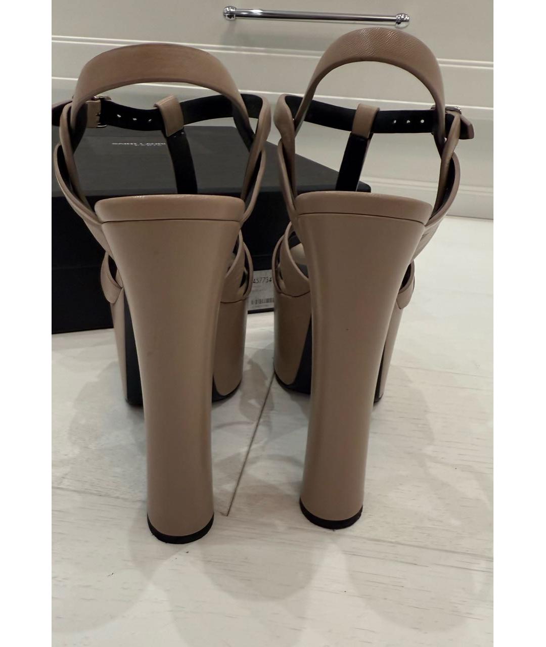 SAINT LAURENT Розовые кожаные босоножки, фото 6