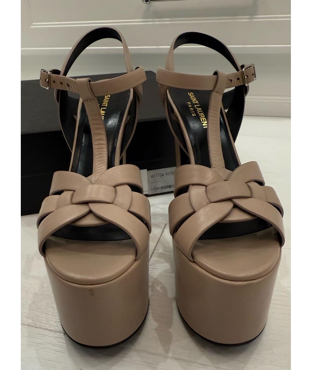 SAINT LAURENT Розовые кожаные босоножки, фото 4