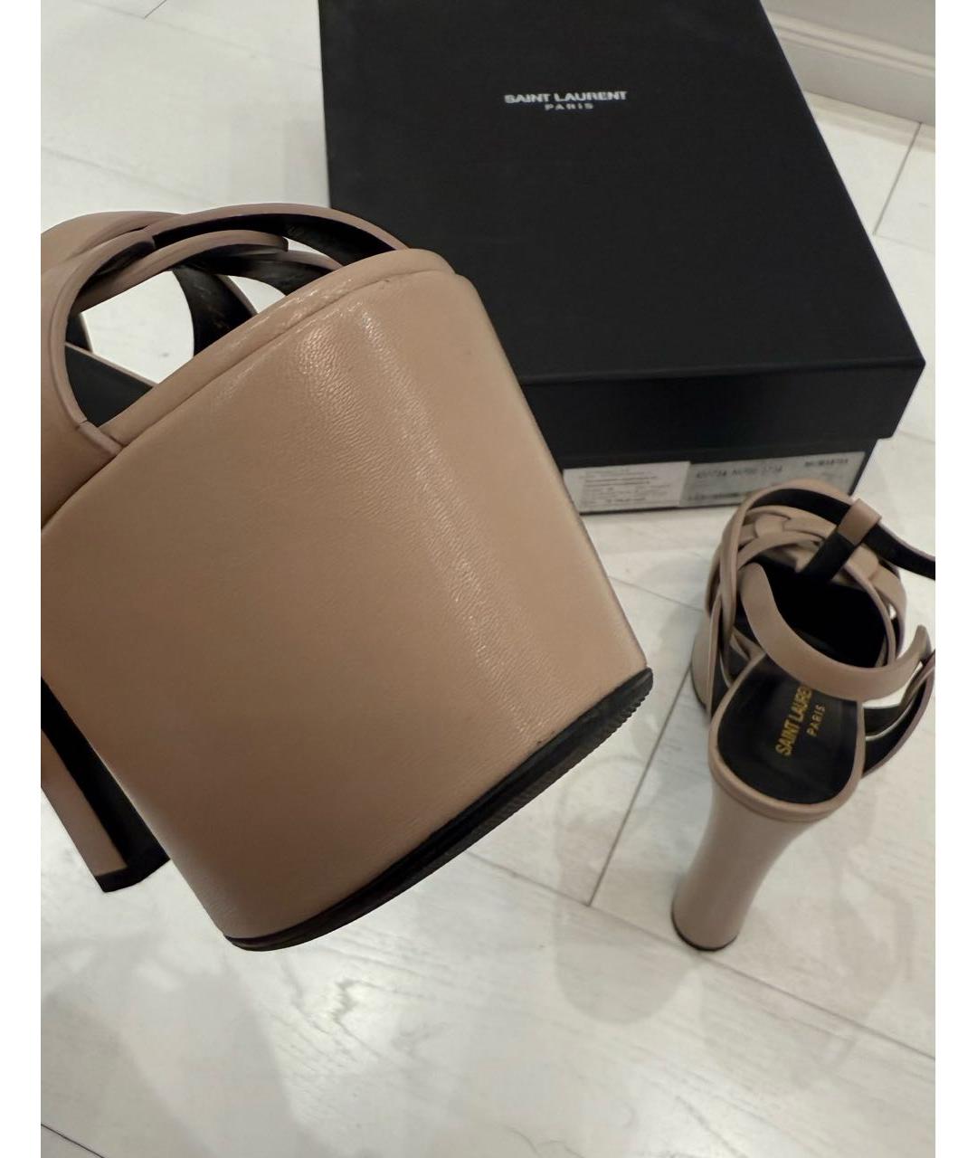 SAINT LAURENT Розовые кожаные босоножки, фото 7