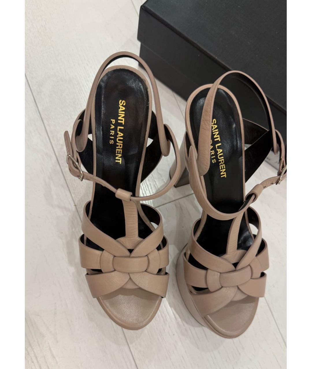 SAINT LAURENT Розовые кожаные босоножки, фото 3