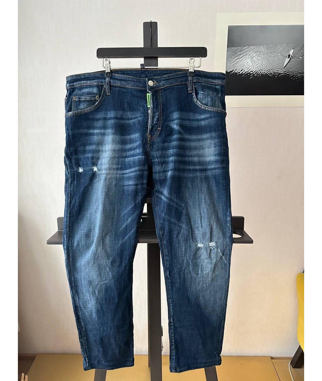 DSQUARED2 Синие хлопко-эластановые прямые джинсы, фото 9