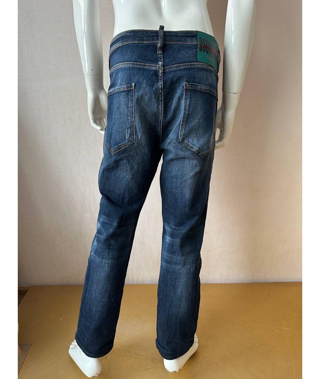 DSQUARED2 Синие хлопко-эластановые прямые джинсы, фото 8