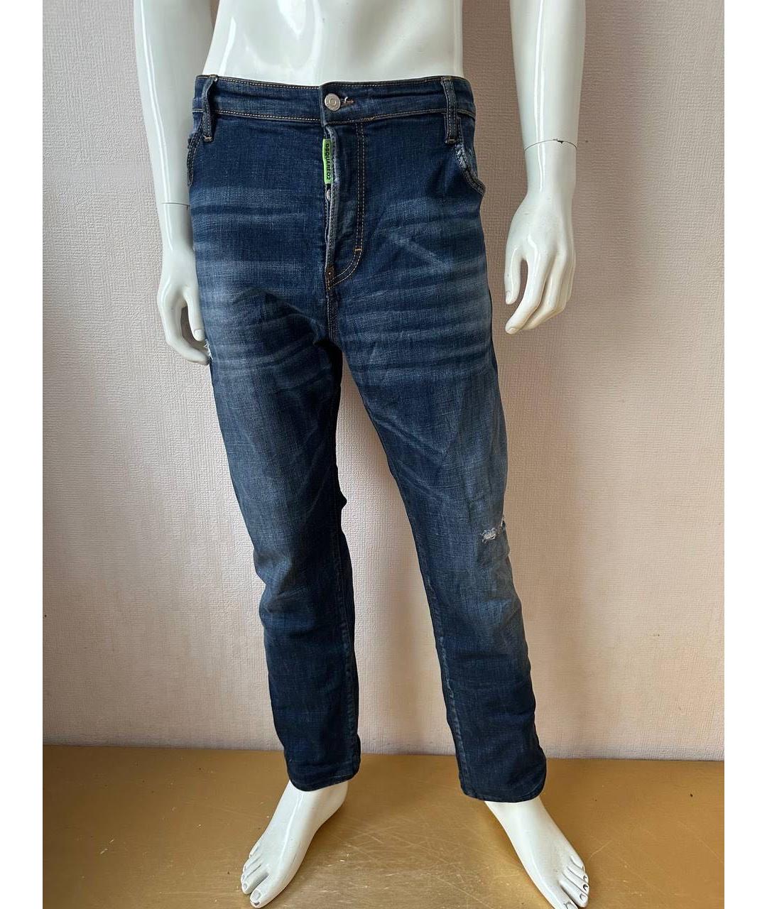 DSQUARED2 Синие хлопко-эластановые прямые джинсы, фото 7