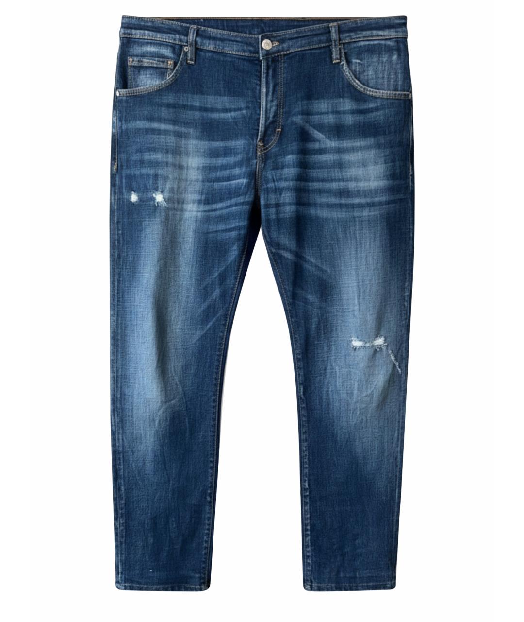 DSQUARED2 Синие хлопко-эластановые прямые джинсы, фото 1