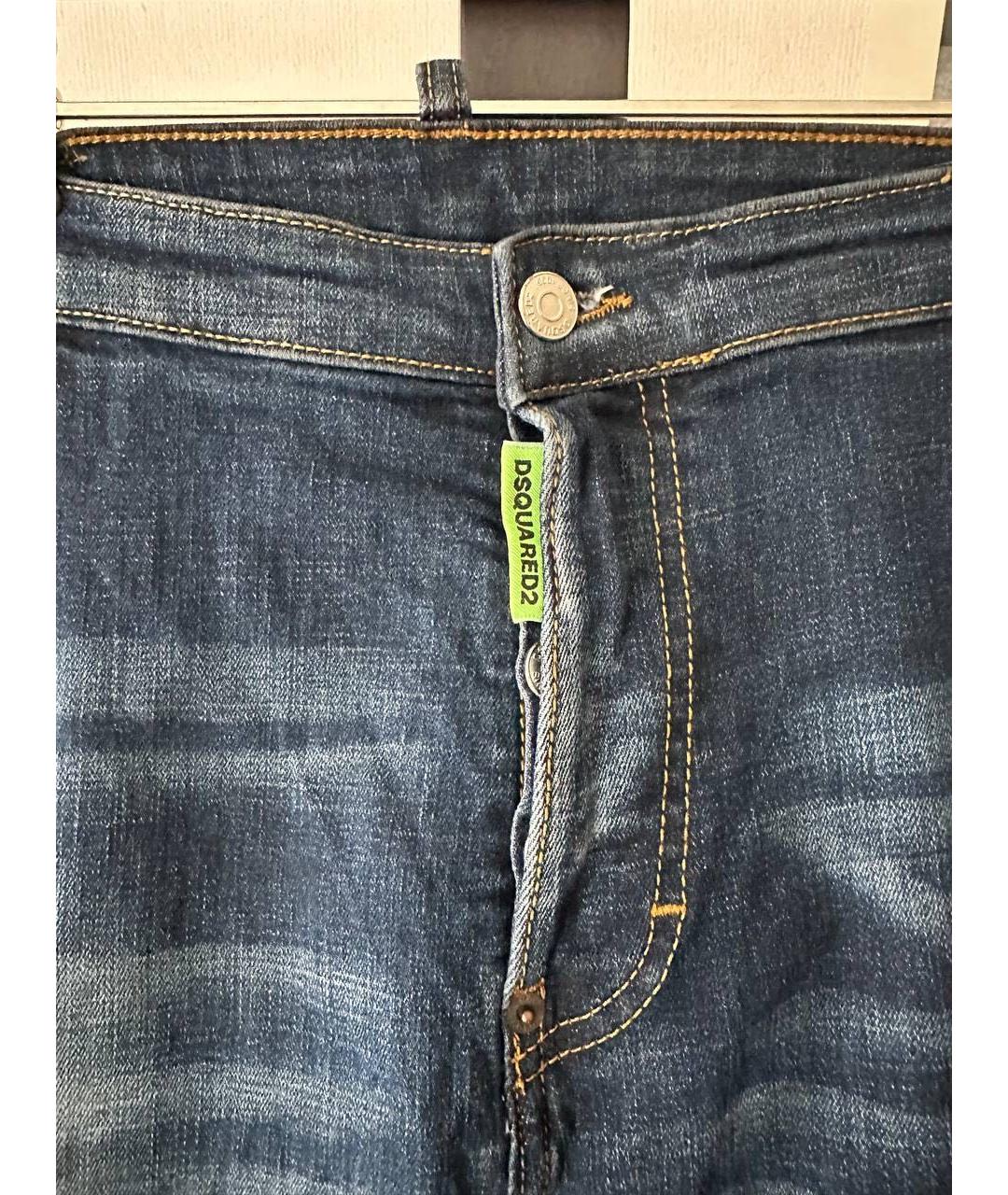 DSQUARED2 Синие хлопко-эластановые прямые джинсы, фото 5