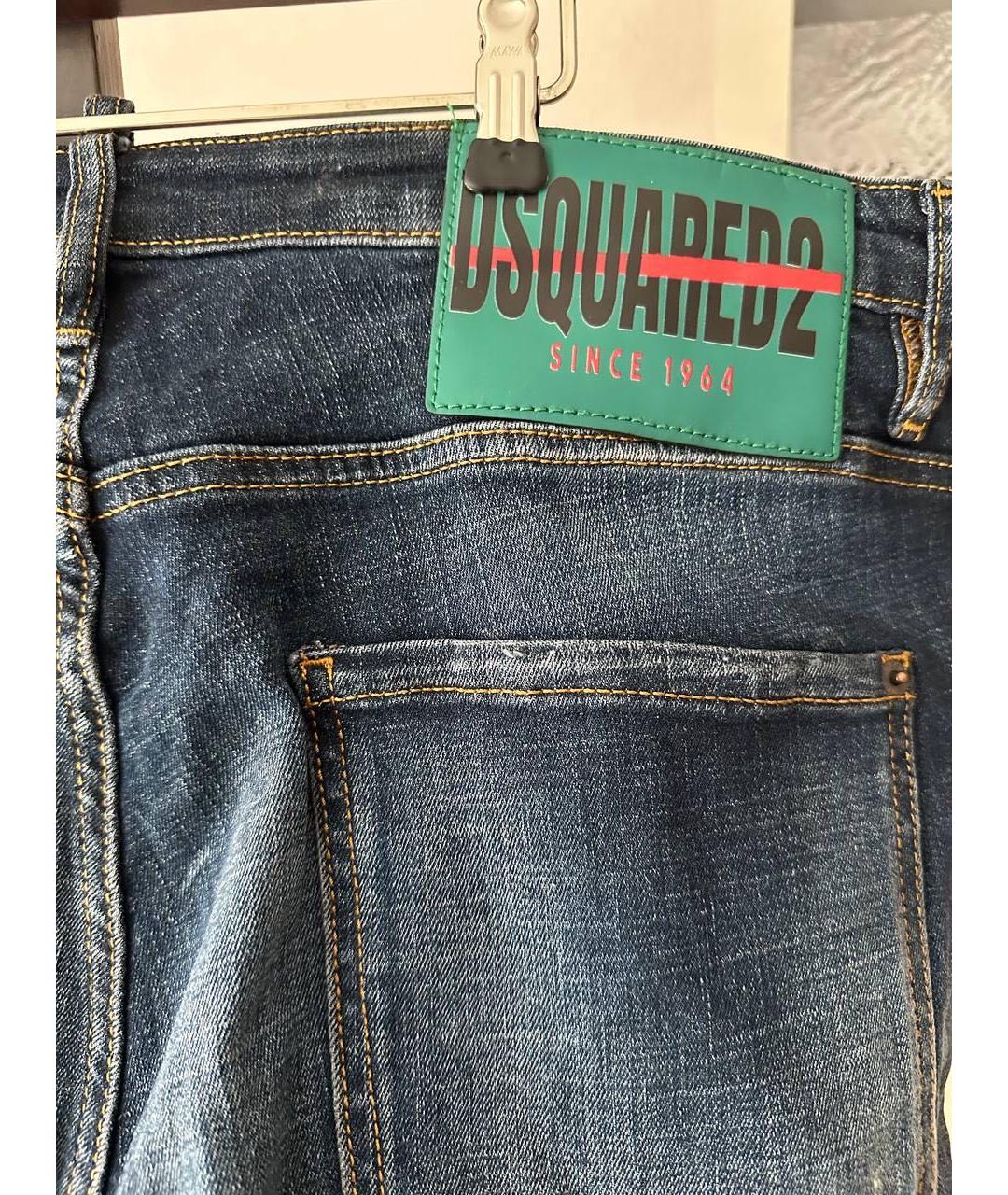 DSQUARED2 Синие хлопко-эластановые прямые джинсы, фото 3