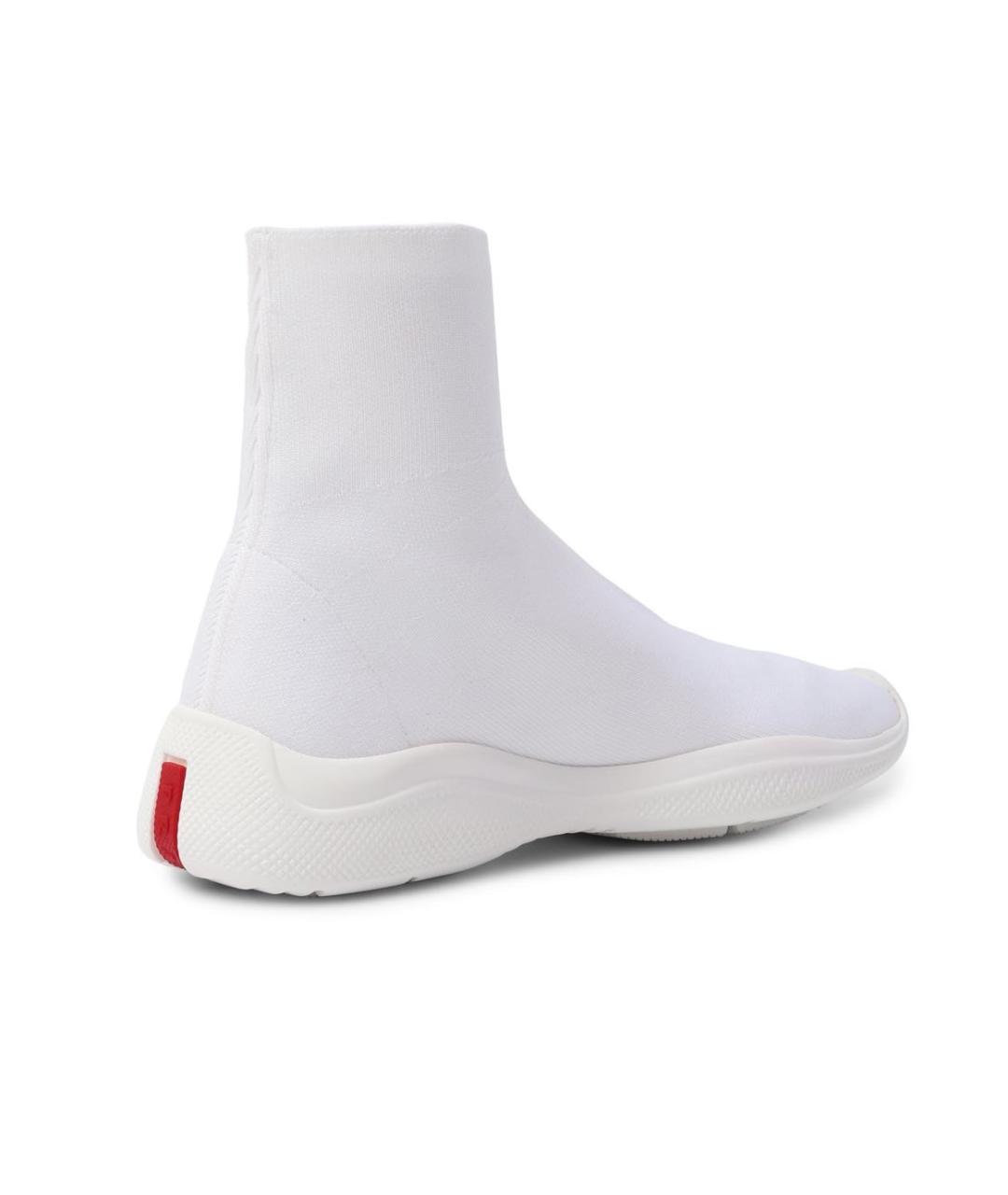 PRADA Белые текстильные кроссовки, фото 3