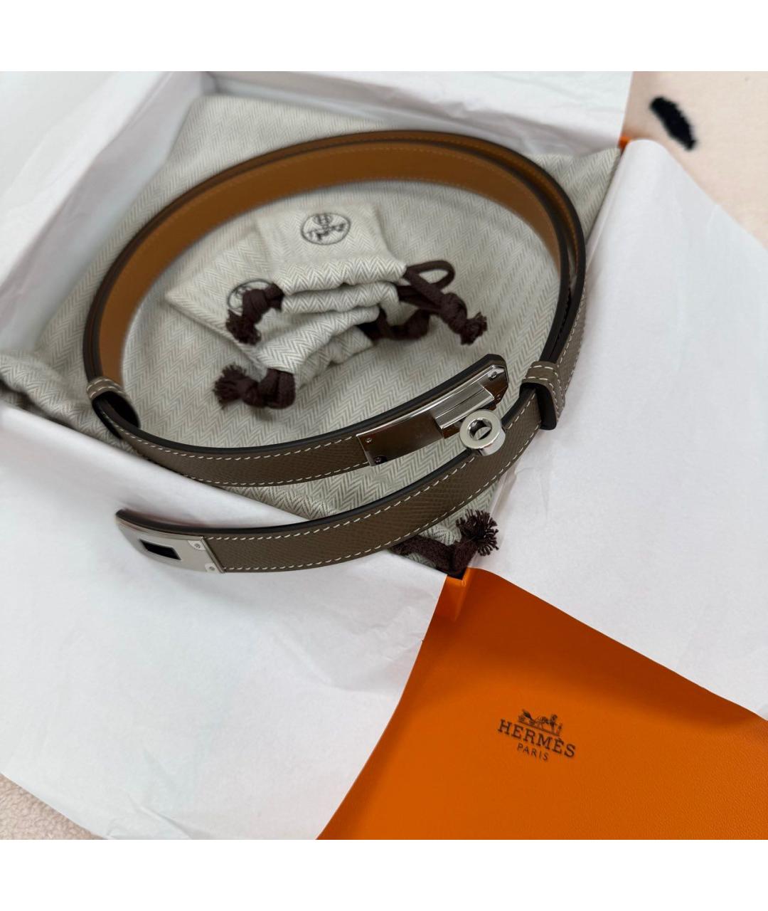 HERMES Серый кожаный ремень, фото 2