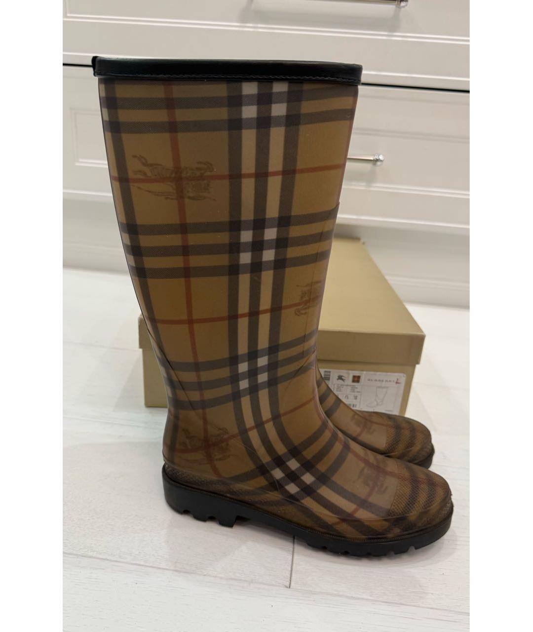BURBERRY Коричневые резиновые сапоги, фото 9