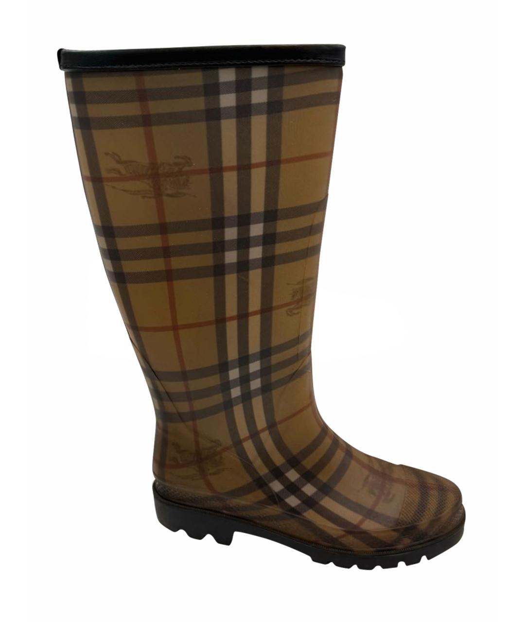 BURBERRY Коричневые резиновые сапоги, фото 1