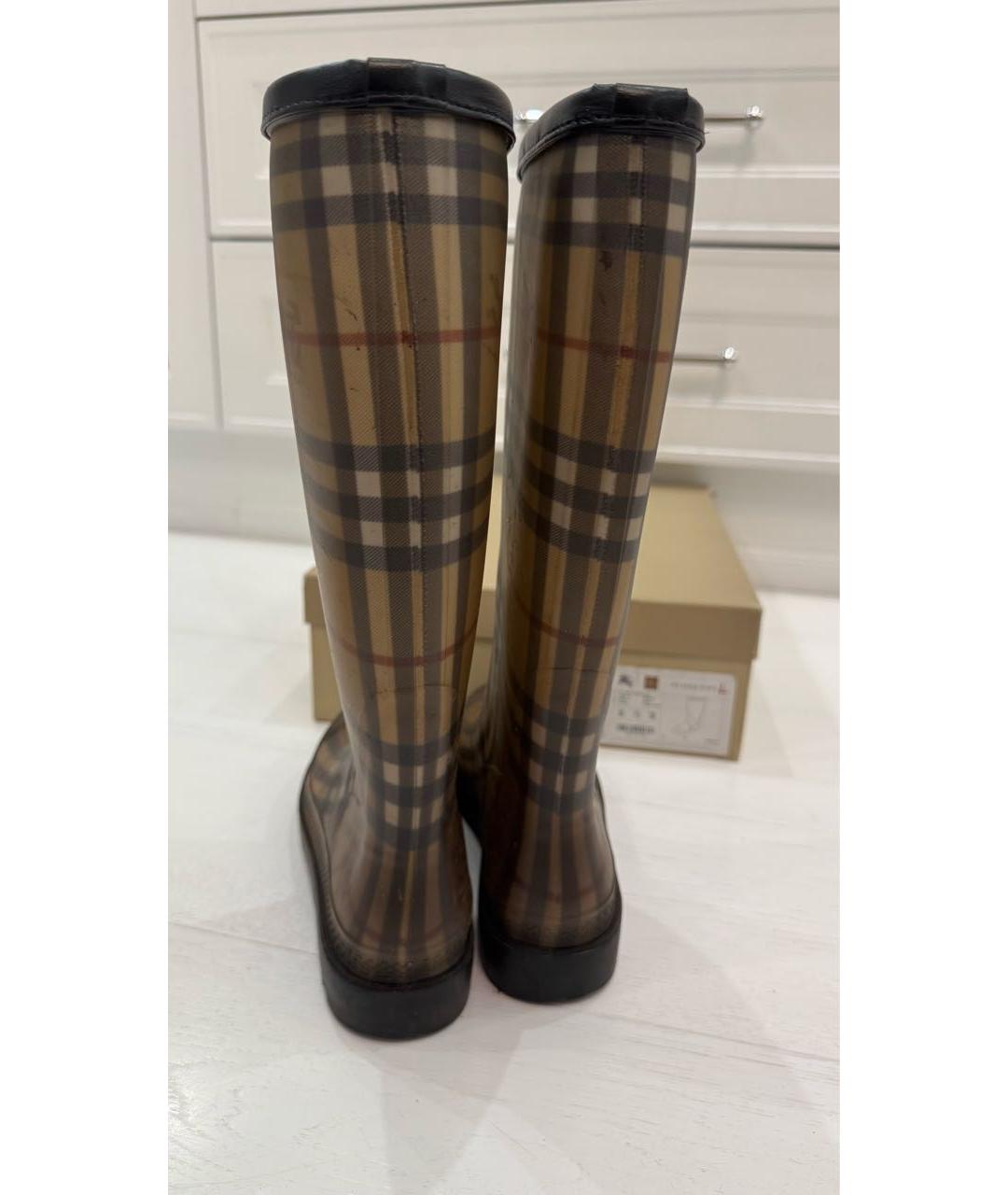 BURBERRY Коричневые резиновые сапоги, фото 3