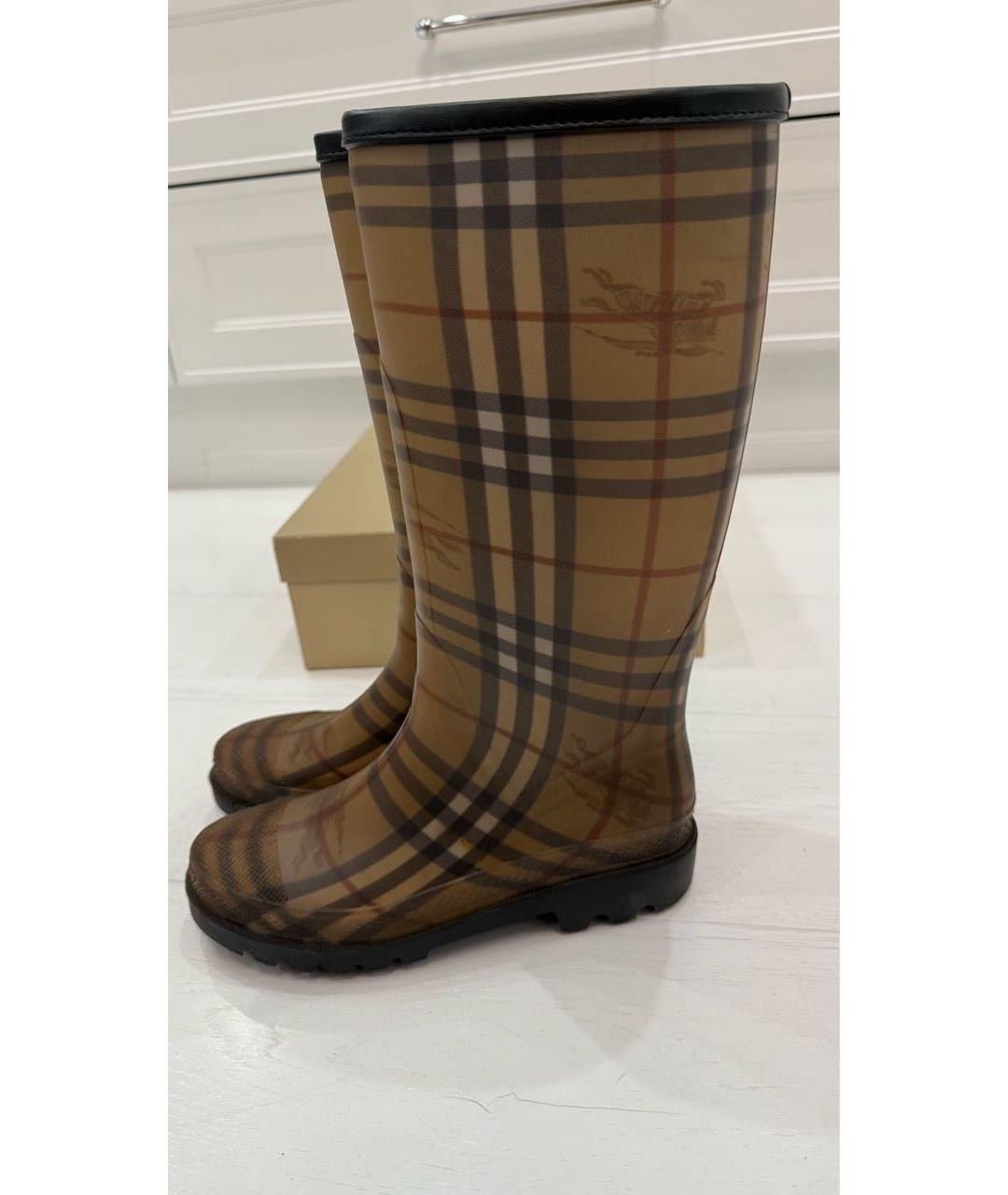 BURBERRY Коричневые резиновые сапоги, фото 4