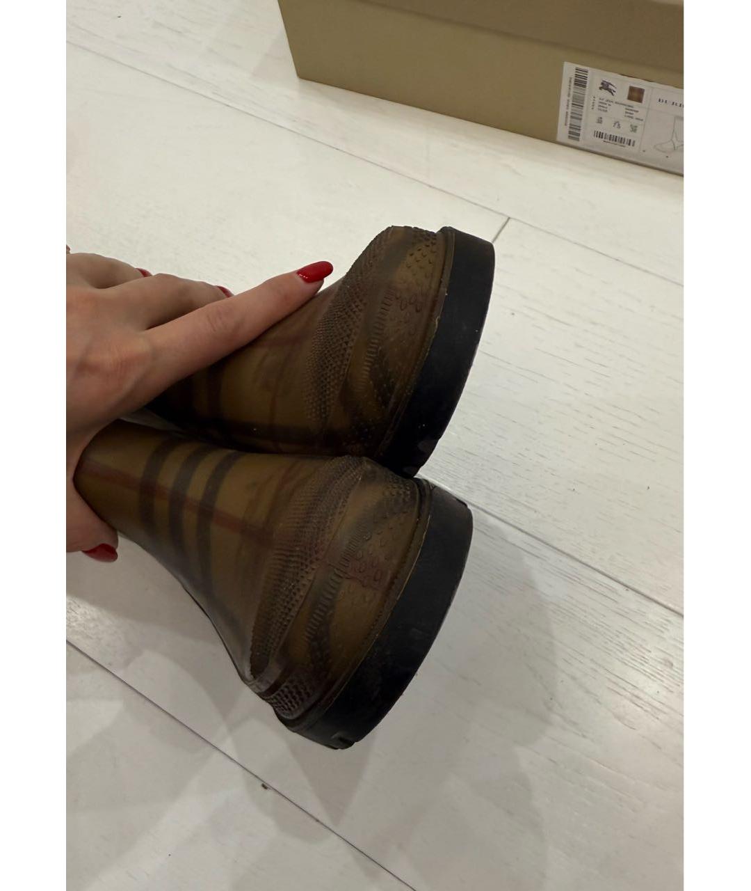 BURBERRY Коричневые резиновые сапоги, фото 6
