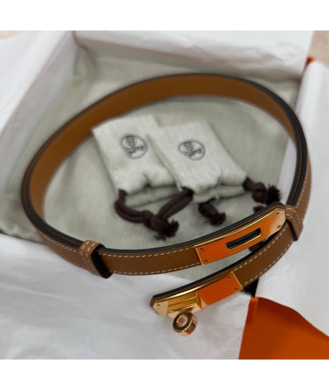 HERMES Коричневый кожаный ремень, фото 2